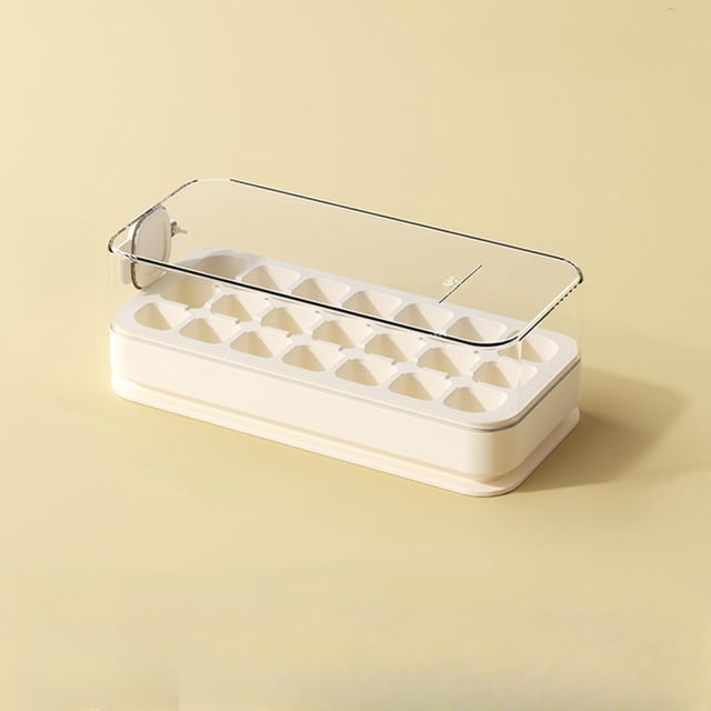 Molde para cubitos de hielo con inyección de agua, caja de hielo casera, caja de almacenamiento de hielo de gran capacidad para uso alimentario, bandeja de hielo con tapa, color blanco (21 ranuras)