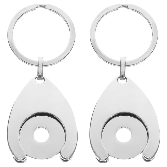 Miangastore 2pcs Trolley Coin Holder Keychains Ornament Metal Keyring Coin Holder Supermarket Shopping Cart Chip Key Chain Pendant