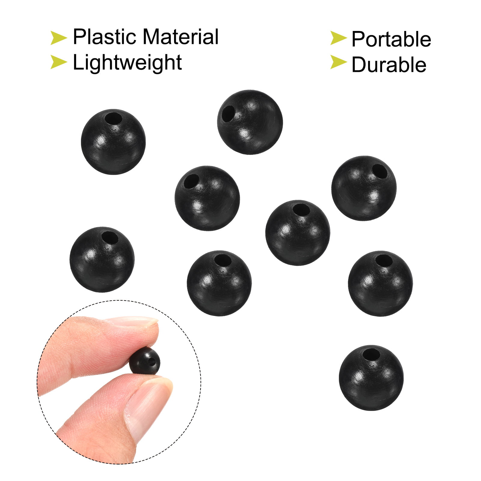 Uxcell 7mm Round Plastic Fishing Beads Tackle Tool Black 200