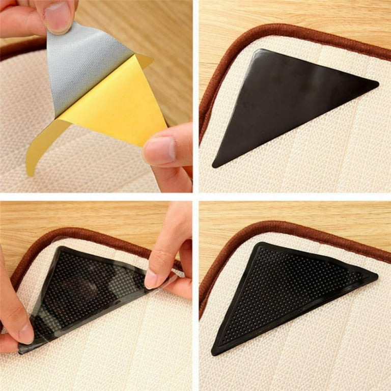 4Pcs/set Triangle Washable Reusable Rug Gripper Anti-skid Rubber