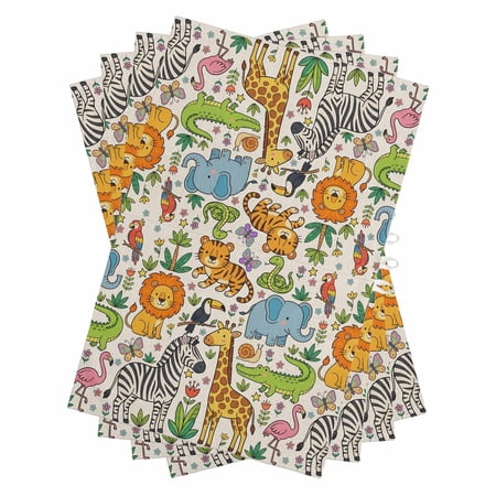 Cartoon Animals Kitchen Towels Set of 4 Water Absorbent Dish Towel Cute Funny Botanical Zebra Giraffe Beige Decorative Hand Towels - Quick Drying Cloth for Cooking Baking 18x28 Inch