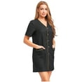 thumbnail image 3 of Oyolan Women's Short Sleeve Front Button Work Dress Pet Groomers Artist Smocks Barber Scrub Coat Black XL, 3 of 7