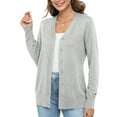 thumbnail image 6 of Uvplove Women Long Sleeve Soft Basic Knit Cardigan Sweater,Light gray,S-3XL, 6 of 13