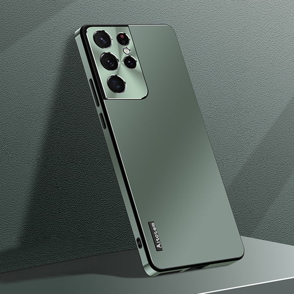 ShellTech for Samsung Galaxy S21 Ultra Metal Case Lens no Dead Angle Protection, Shockproof Camera Lens Protective Slim Matte Back Case Cover Starlight Protective Case,Darkgreen