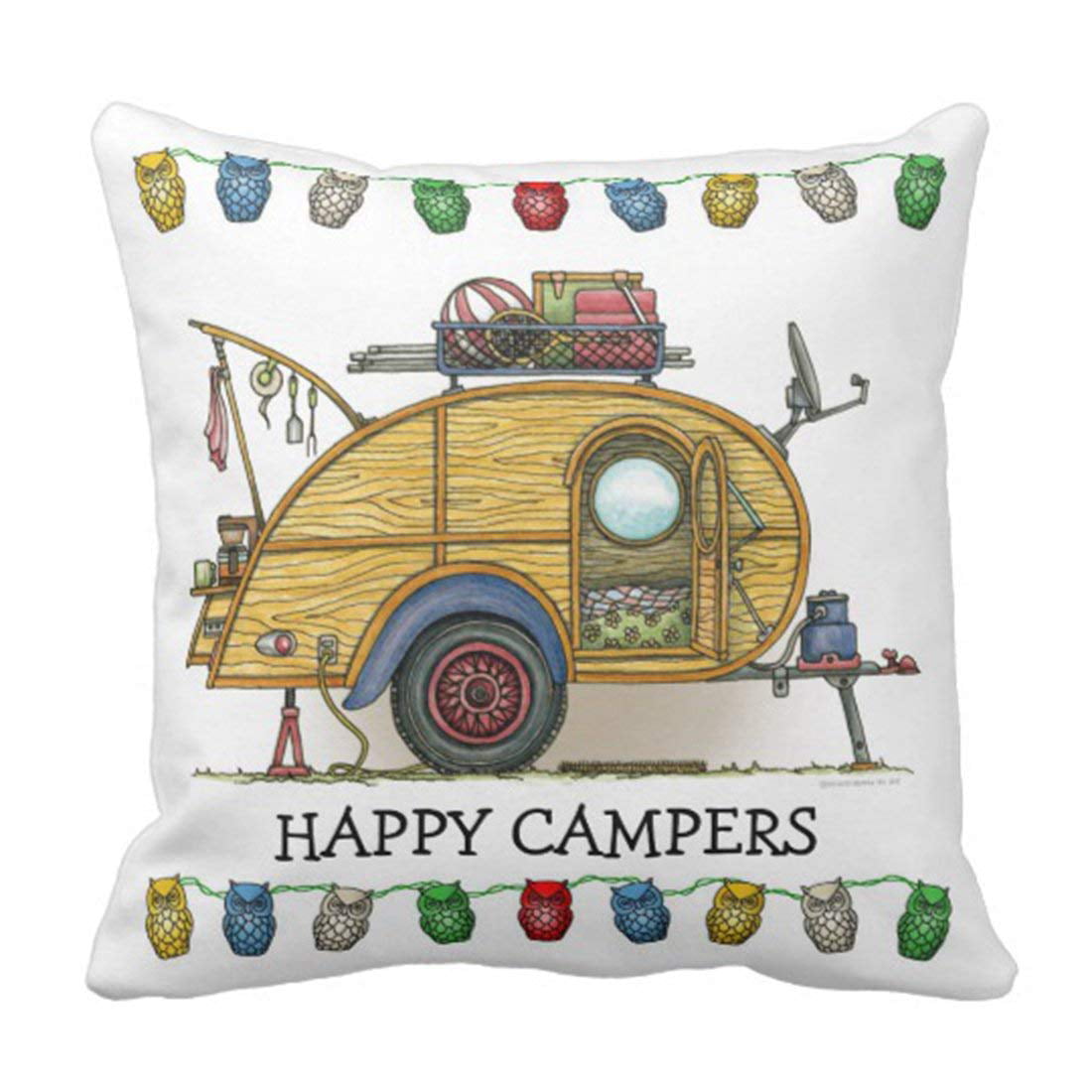 Teardrop Camping Accessories Camp Vibe Retro Design Teardrop Camper Throw Pillow Multicolor 16x16 