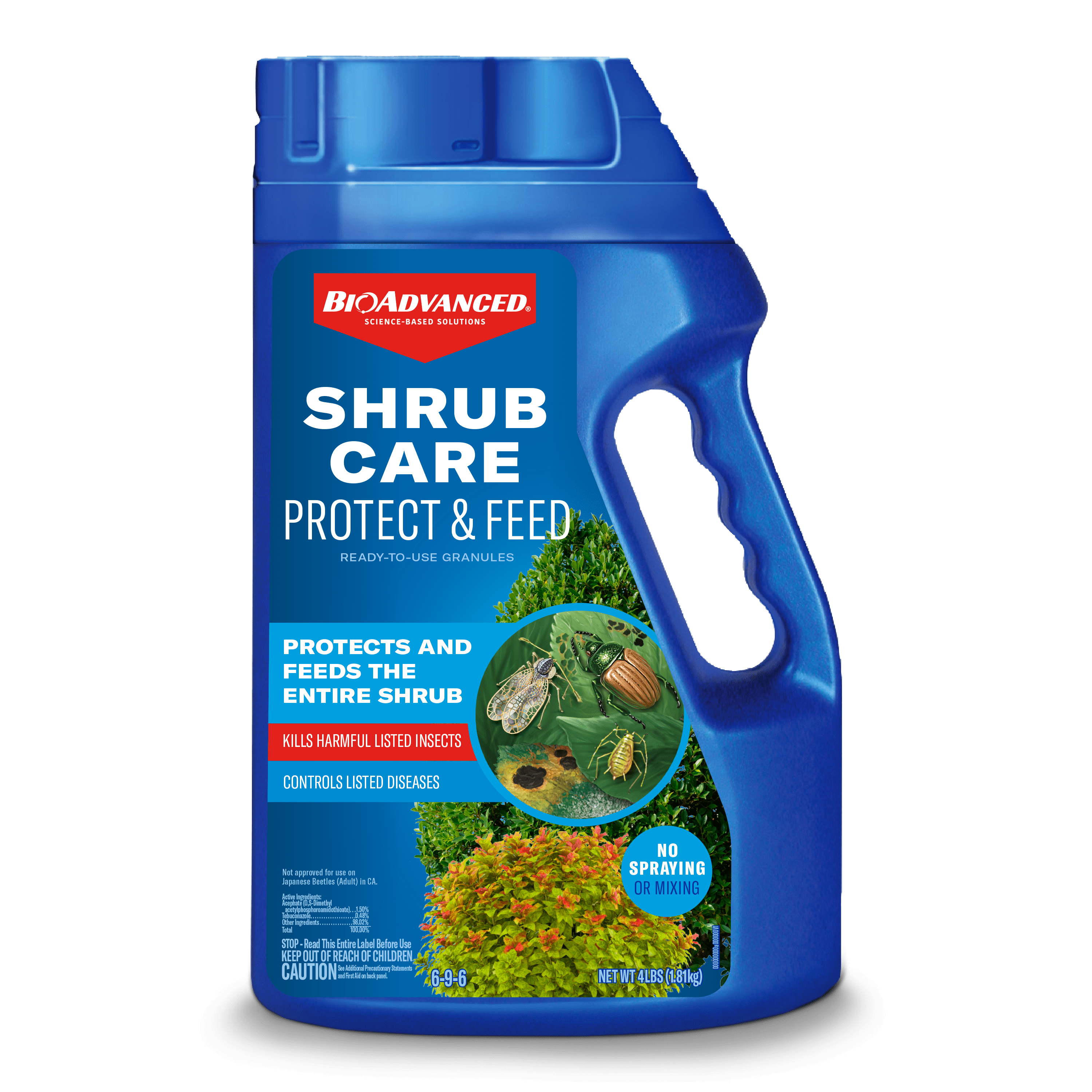 BioAdvanced Shrub Care Protect & Feed 4lb Granule, Controls Insects & Diseases Plus Feeds
