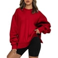 thumbnail image 2 of Kayannuo Womens Pullover Sweatshirt Round Neck Solid Drop Shoulder Long Sleeve Pullover Tops for Women Women Casual Full Sleeve Round Neck Tops Loose Blouse Print Graphic Sweatshirt, 2 of 8