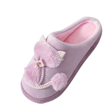 

Boniawe Warm Cartoons Furry Home Keep SlipOn Women Flat Slippers Shoes Slippers Women s Women s Slipper