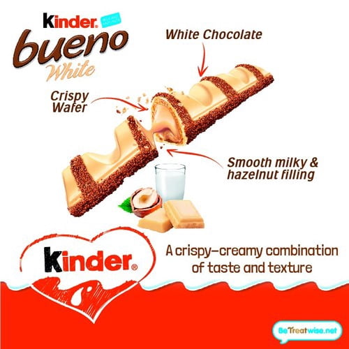 Kinder Bueno White Chocolate & Hazelnut Bars Multipack 3 x 39g, British Import (Pack of 3)
