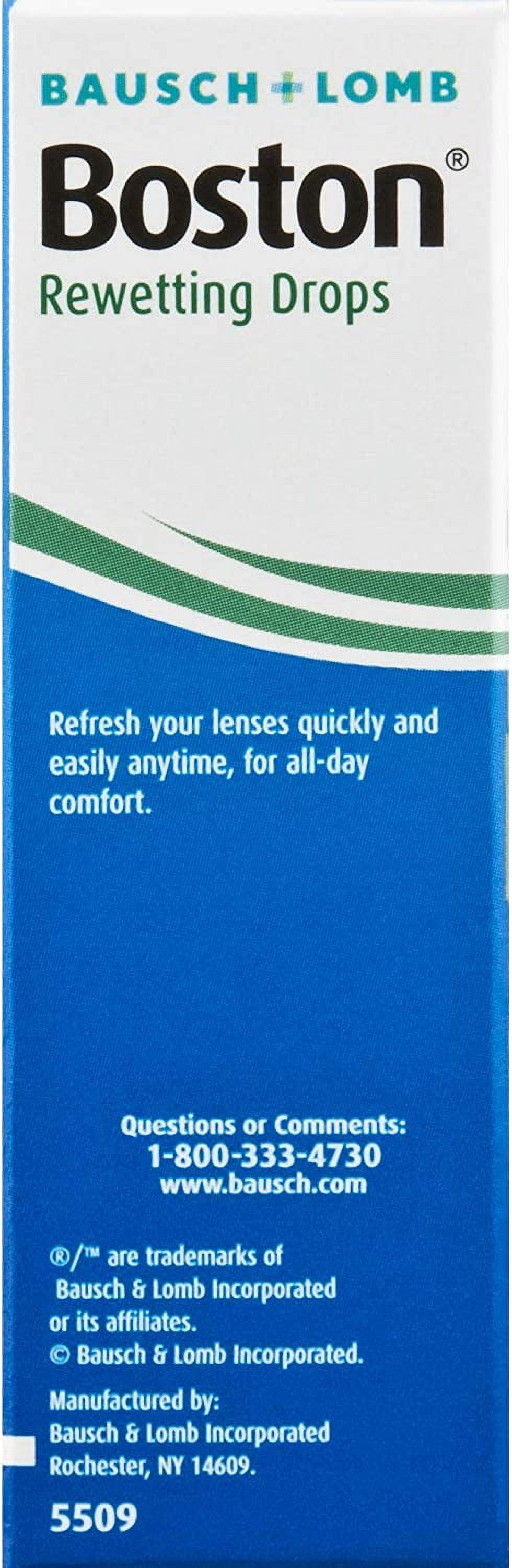 Boston® Rewetting Drops for Rigid Gas Permeable Contact Lenses - from Bausch + Lomb, 0.34 fl oz (10 mL) - Pack of 5