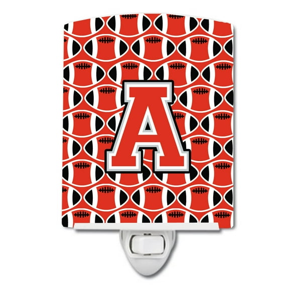 Caroline's Treasures CJ1067-ACNL Letter A Football Scarlet and Grey Ceramic Night Light, 6x4x3", multicolor