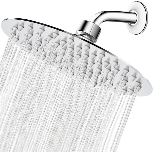 8 Inch/20cm Round Shower Head Rain Shower Head, 304 Stainless Steel 360° Rotatable, Easy to Install and Clean