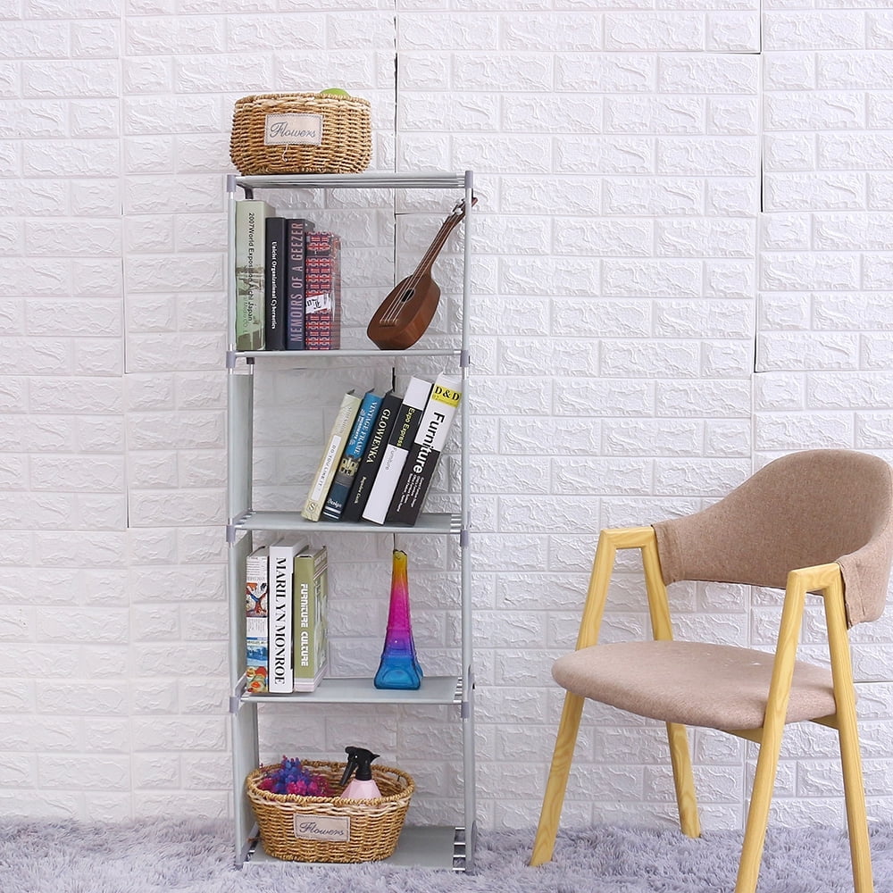 Cube Storage Shelf,Assembled Storage Rack,Bedroom Living Room Vertical Cabinet Bookshelf,4-Grid Multi-Functional Storage Equipment (Grey)