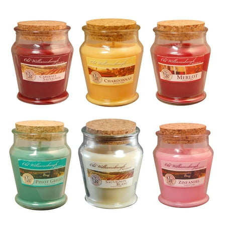 Colored Jars - Pack of 6 Multi Colored Scented Wine Decorative Candles in Mason Jars 3oz