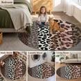 thumbnail image 3 of Round Rug 5ft Area Rug, Farmhouse Leopard Texture Area Rugs for Living Room Bedroom, Country Animal Printed Floor Mat Non-Slip Non-Shedding Carpet Indoor Accent Rugs, 3 of 9
