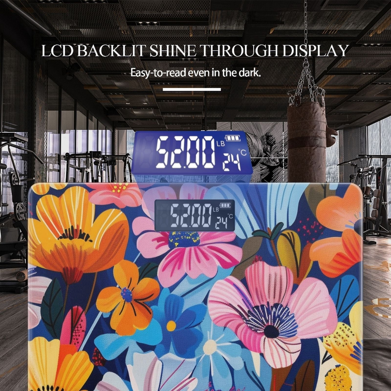 Bathroom Scale, Highly Accurate Digital Body Scale,Precisely Measures Weight up to 400 lbs-Vibrant And Colorful Illustration Of Various Flowers In Full Bloom