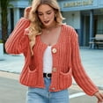 thumbnail image 2 of Women'S Long Sleeve Cropped Knit Cardigan 2025 Casual Button Down Crochet Sweater Tops with Pockets Deep Orange XL, 2 of 7