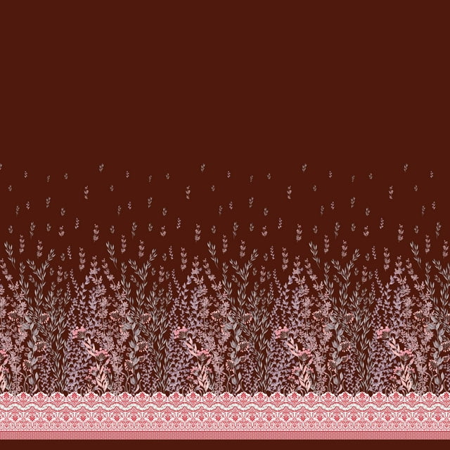 Soimoi Poly Georgette Fabric Damask & Leaves Panel Fabric Prints By Yard 42 Inch Wide