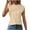 Beige, variant on Women's Mock Turtle Neck Sleeveless Tops Summer Trendy Basic Cap Sleeve Tunic Tank Tops