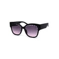 thumbnail image 2 of Womens Bevel Flower Paddle Lens Horn Rim Sunglasses Black Purple Smoke, 2 of 4
