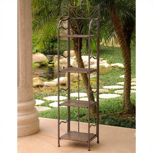 International Caravan Valencia 4 Tier 13" Bakers Rack in Antique Brown