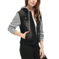 thumbnail image 4 of DARING DIVA Women's Layered Outerwear Hooded Denim Jacket L Black, 4 of 6