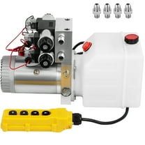 KFFKFF Dual Solenoid Hydraulic Pump Unit, 12V DC Power with 4.5L Tank for Car Lifts and Dump Trailers, Double Acting Power Pack