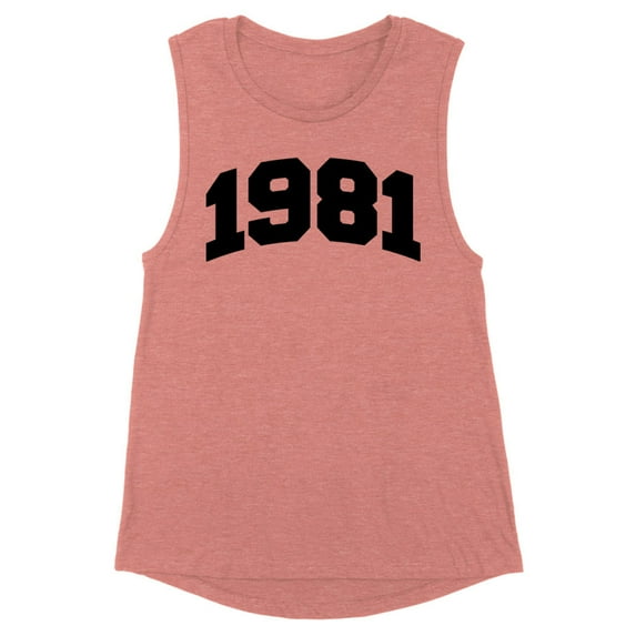 1981 College Style Women's Muscle Tank Medium Desert Pink