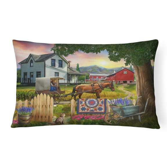 Carolines Treasures PTW2071PW1216 Headed Home for Dinner Farm Canvas Fabric Decorative Pillow  12H x16W multicolor