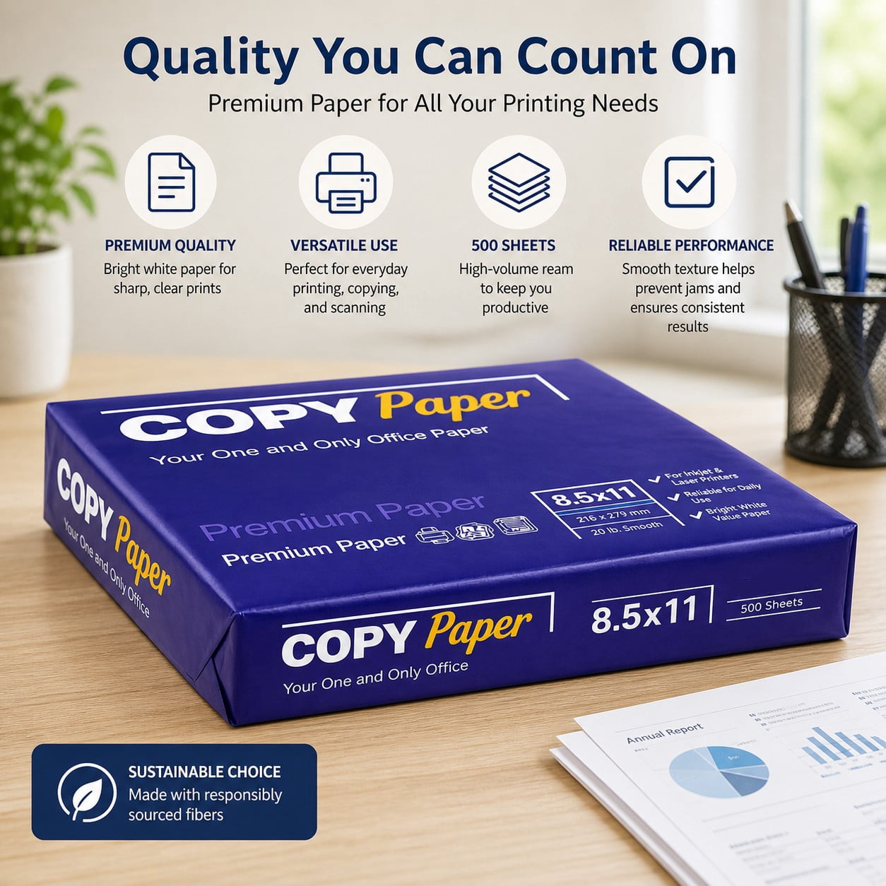 Copy Win Printer Paper, 8.5 ''x11'' 500 Sheets/Ream - White Paper