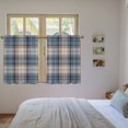 thumbnail image 4 of Blue Beige Buffalo Plaid Tier Curtains 54 Inch Length, White Farmhouse Modern Striped Cafe Short Curtains for Bathroom Over Sink, Small Kitchen Curtain Light Filtering Drapes 2 Panels 27.5"Wx54"L, 4 of 9