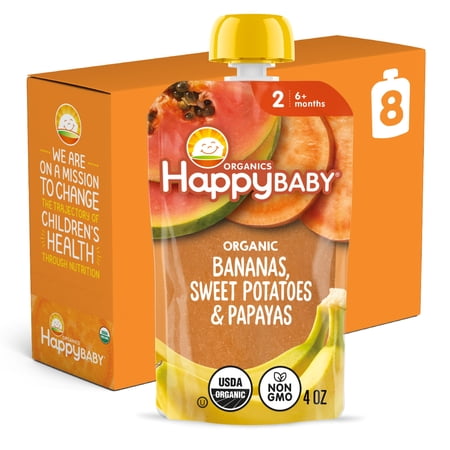 Clearly Crafted Stage 2 Organic Baby Food, Bananas, Sweet Potatoes & Papaya Pouches, Pouches, 4 oz. (8 pack)