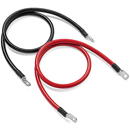 Spartan Power 4 AWG 6 Foot Battery Cable Set Four Gauge Wire Made in America 6 ft with 3/8 Ring Terminals