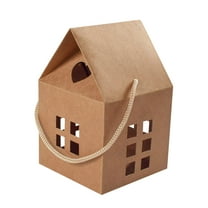 Large House Shaped Gift Boxes With Handle 5x3x 3Inches Large Holiday Cottage Box, Real Estate Agent Gift House Shaped Paper Bag Christmas Ornaments Cardboard