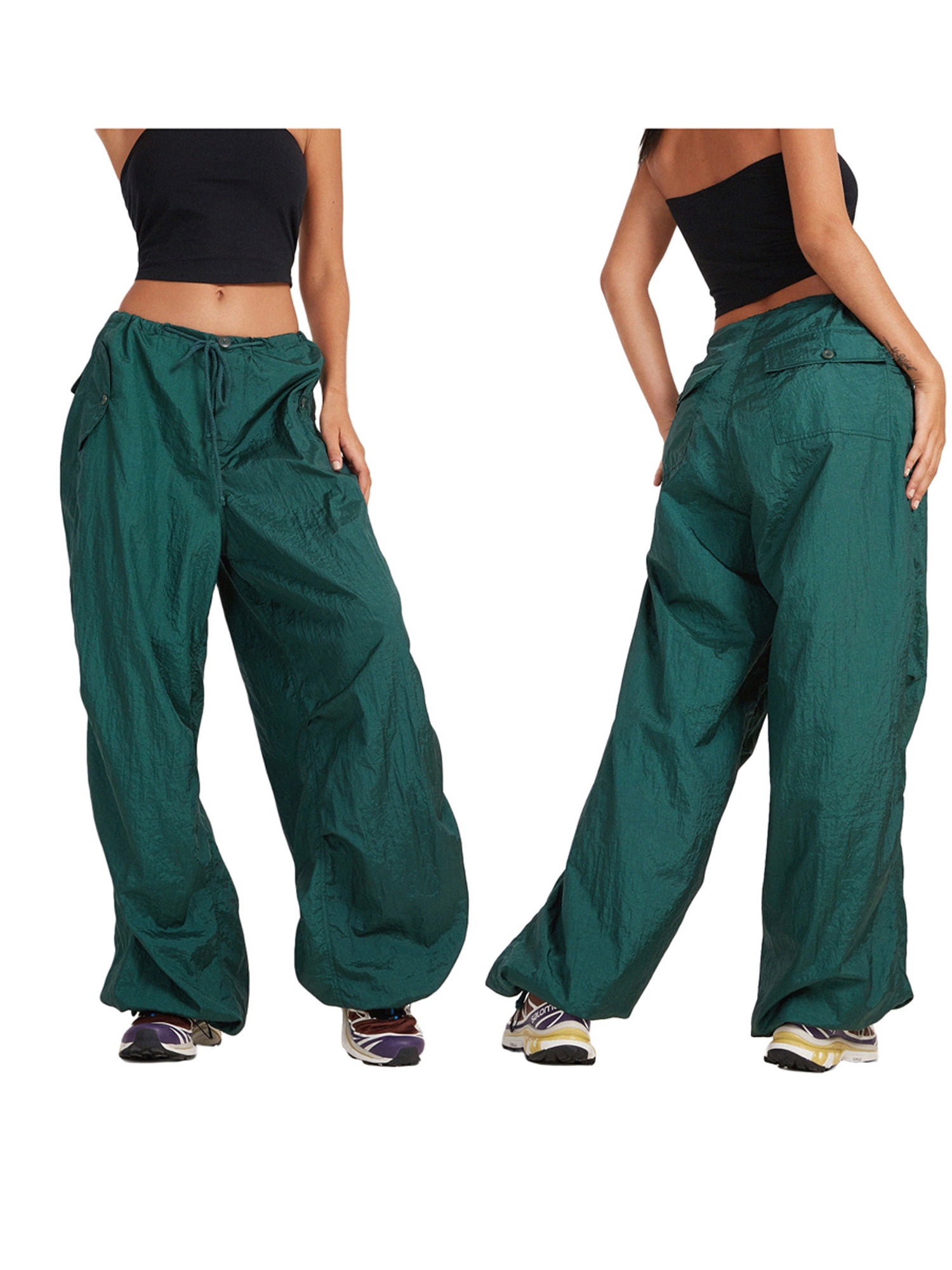 Women's Cargo Baggy Pants Loose Drawstring Vintage Punk High Waist Jeans - Walmart.com