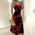 thumbnail image 2 of outfmvch Robe Rouge pour Femmes Grande Taille camouflage Sans Manches Col en V Longue Robe maxi Robes d'Automne, 2 of 9