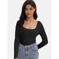 thumbnail image 6 of Womens Casual Long Sleeve Scoop Neck Slim Fitted Basic Top, 6 of 6