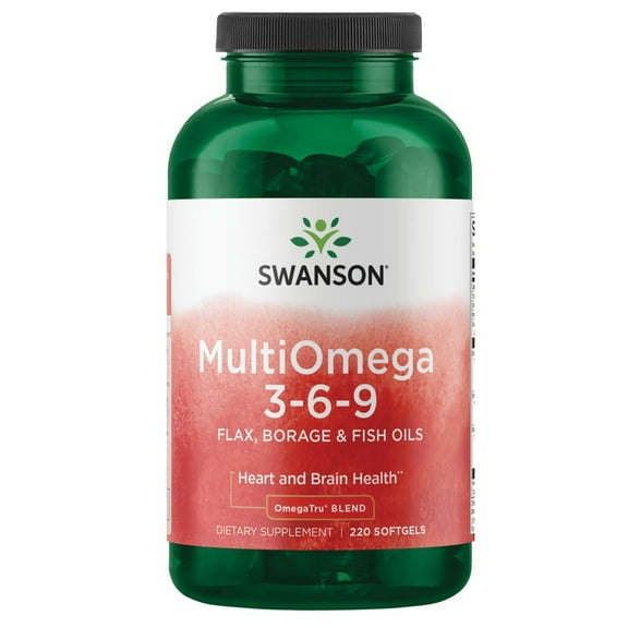 Swanson MultiOmega 3-6-9 - Non-GMO Flax Oil, Borage Oil, & Fish Oil Capsules - Essential Fatty Acids Supporting Cardiovascular Health & Brain Health - (220 Softgels, 2400mg Serving)