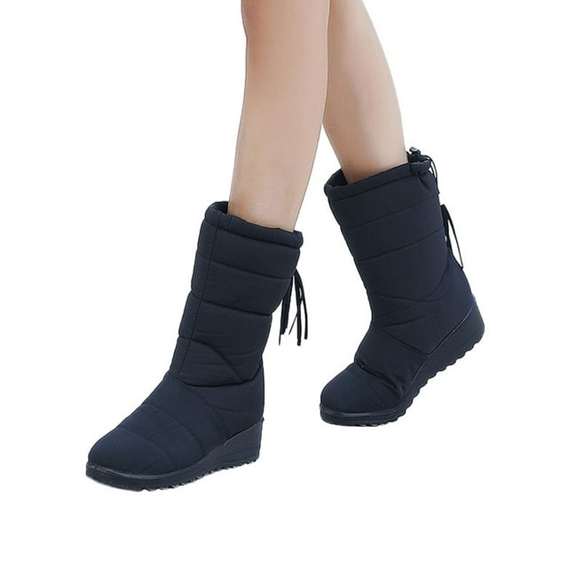 Botas de nieve impermeables para mujer, zapatos cálidos de invierno de piel sintética para mujeres y niñas, botas de invierno antideslizantes para exteriores