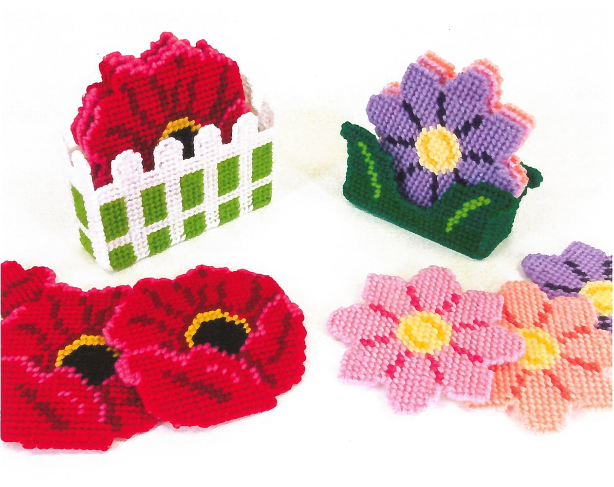 Design Works Flower Coasters w/Holders Plastic Canvas Kit