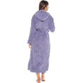 thumbnail image 2 of Women's Plush Fleece Robe with Hood, Long Warm Solid Bathrobe, 2 of 7