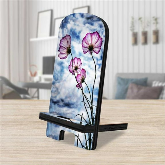 Designocracy 892049 6 x 3 x 3 in. Sky Flowers Decor Cell Phone Stand with Wood Mobile Holder Organizer