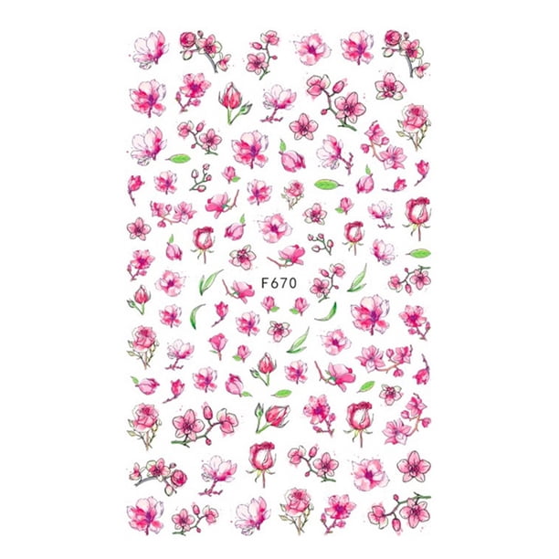 Pegatinas de flores para uñas, calcomanías 3D autoadhesivas para uñas, para primavera y verano, con diseños de rosas, accesorios para uñas.