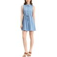 thumbnail image 2 of MODA NOVA Junior's Sleeveless Button Up Pleated Drawstring Waist Shirt Dress, 2 of 6