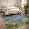 thumbnail image 3 of ODIKA 8'x10' Washable Area Rug Durable, Non-Slip Blue Green Pastel and Nature Scene Design Illustrative Pond Life with Ducks Turtle for Living Room, Under Sectional, Family, 3 of 7