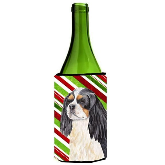 Cavalier Spaniel Candy Cane Holiday Christmas Wine bottle sleeve Hugger - 24 oz.