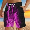 thumbnail image 3 of QATAINLAV Men's Shorts Casual Classic Fit Drawstring Beach Shorts Fashion Flame Print Workout Shorts with Pockets Hawaiian Big and Tall Board Shorts Best Sales Today Purple 3XL, 3 of 5