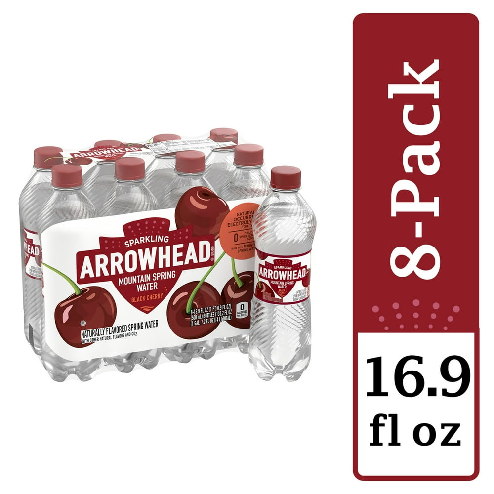 Arrowhead Sparkling Water, Black Cherry, 16.9 oz. Bottles (8 Count