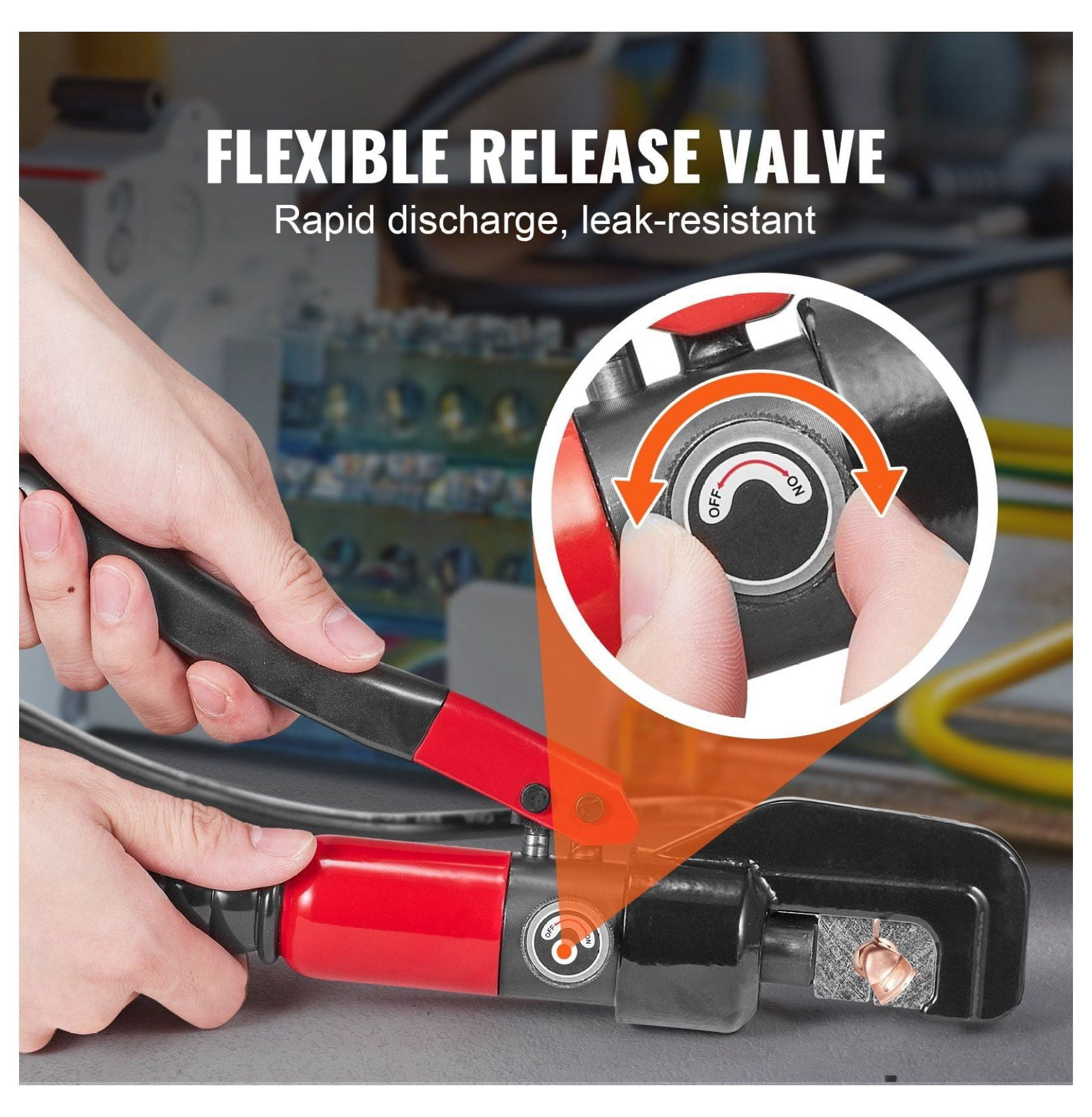 Hydraulic Crimping Tool, AWG12-2/0 Cable Crimper with 9 Dies