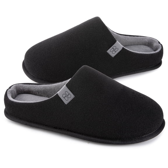 HomeTop Men's Wool-like Slip-on Slippers with Coral Fleece Lining and Non-Slip Sole